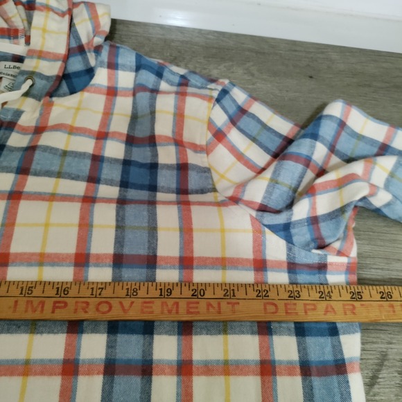L.L. Bean Scotch Plaid Flannel Shirt Womens 2X Relaxed Zip Hoodie Cotton Shacket - Picture 6 of 8